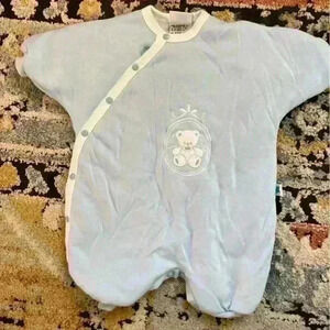 - 100% cotton made in the USA vintage baby boy bunting one piece embroider…